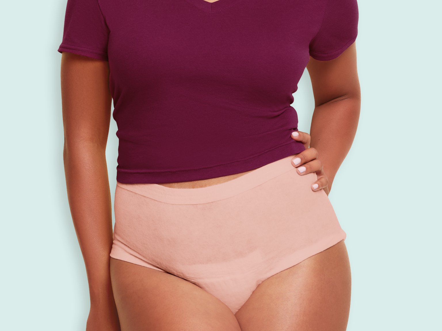 Model Wearing Depend® Incontinence Silhouette® Underwear for Women